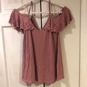 Mauve tank top with lasercut flowers